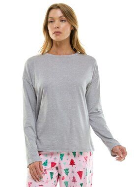 #1733 Roudelain Women's Long-Sleeve Drop Shoulder Top - Med Grey Heather